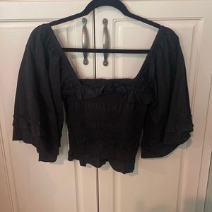 FREE PEOPLE black crop top with elastic center